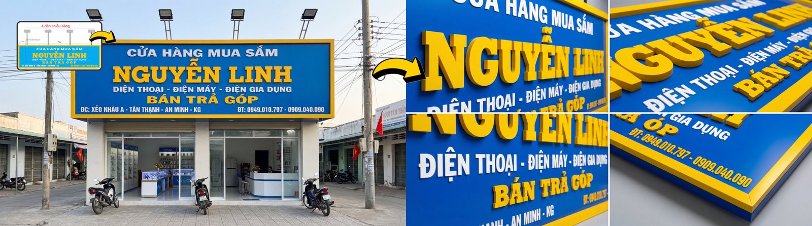 Từ file bảng hiệu 2D thành ảnh thi công thực tế đẹp như vừa lắp xong — ví dụ 2