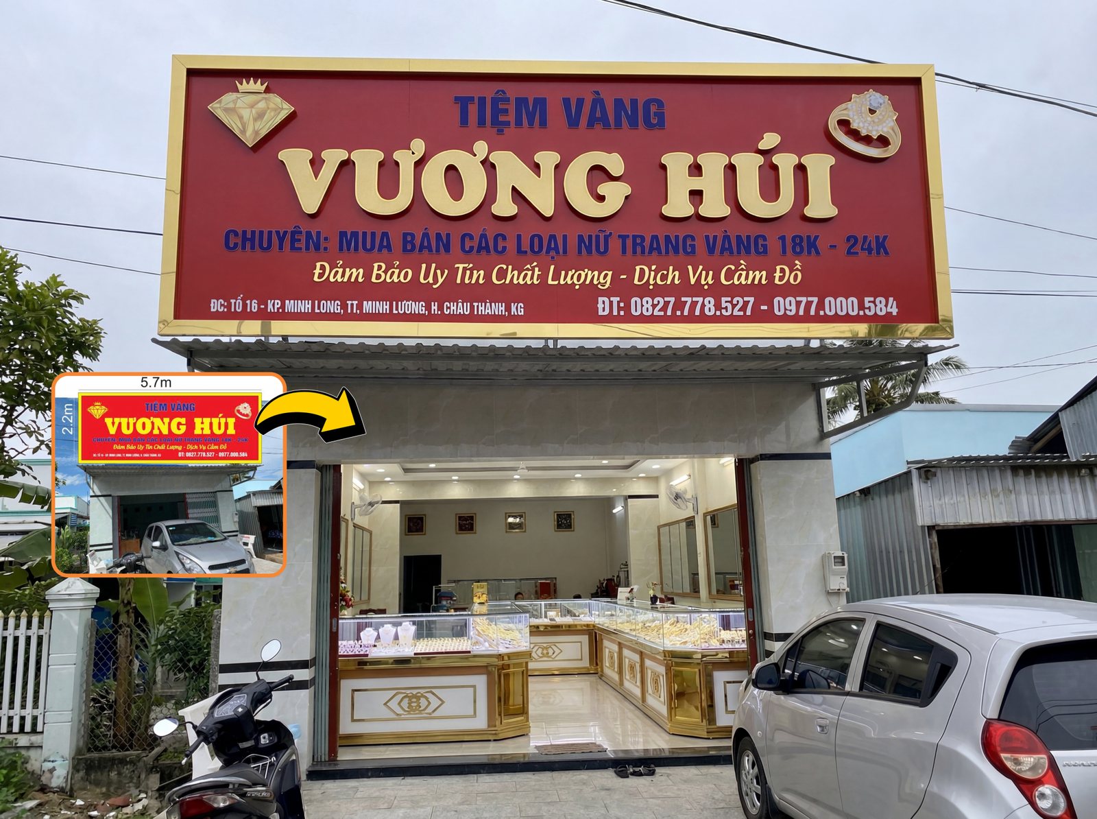 Bảng hiệu 2D → ảnh thi công thật — kết quả khóa AI TOÀN DIỆN cho in ấn quảng cáo