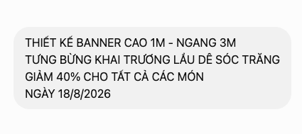 Nội dung khách gửi cho banner khai trương